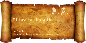 Milovics Patrik névjegykártya